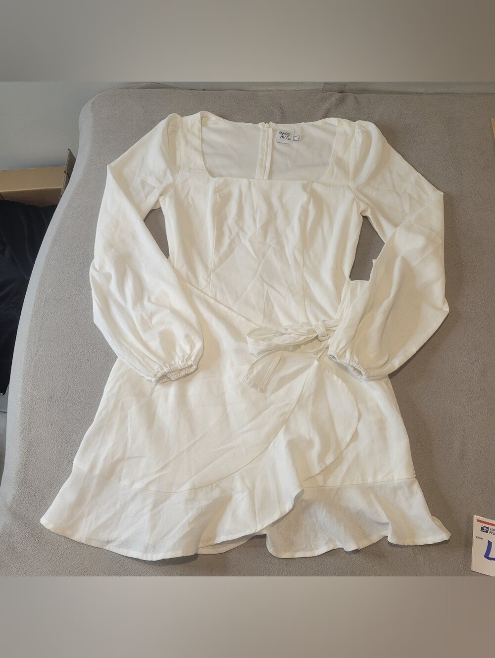 Princess Polly White The Villa Long Sleeves Mini Dress Size Us 6